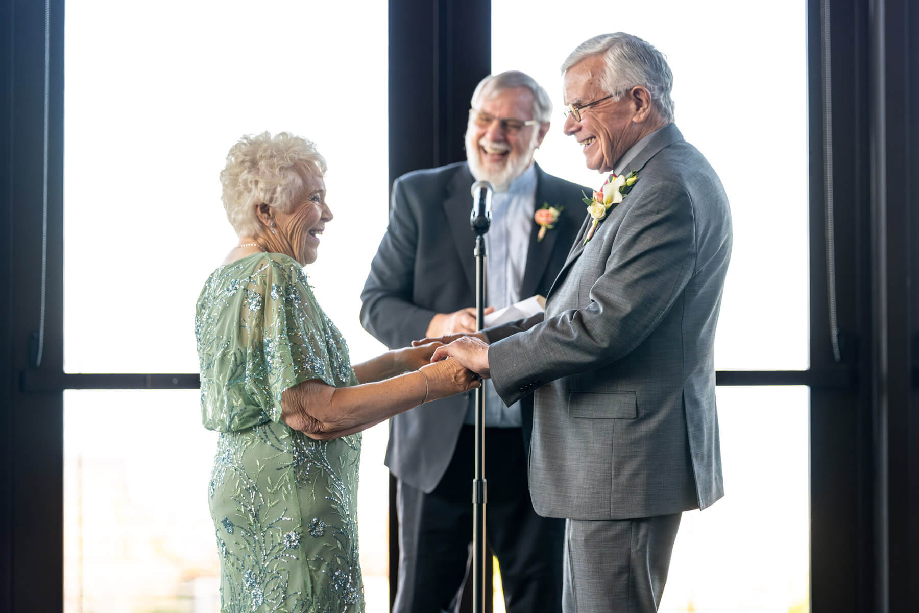 Senior couple getting married at Rosehill Community Center, Mukilteo, Washington