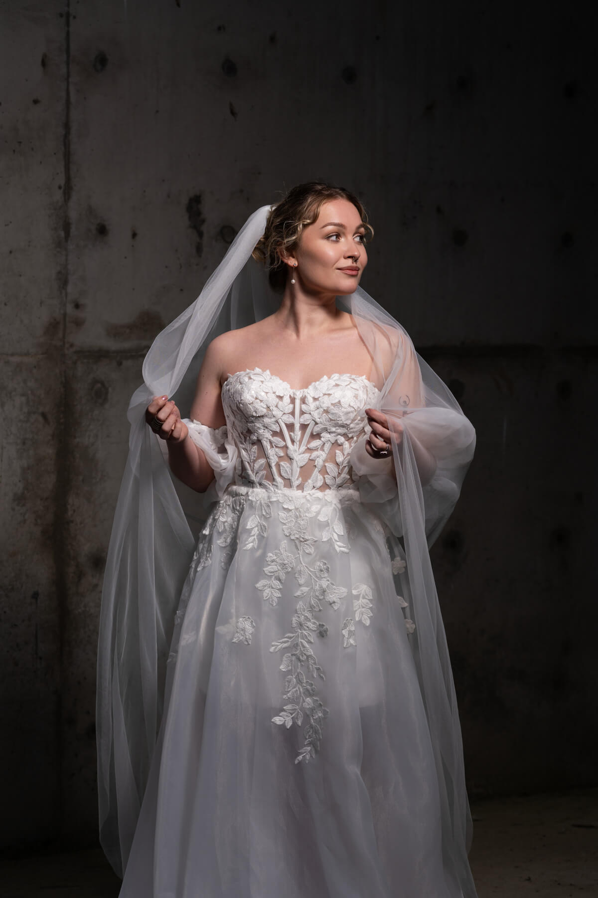 bride wearing a wedding dress from Stilly Lilly Bridal, Stanwood, WA