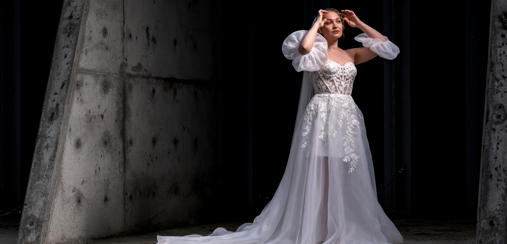 bride wearing a wedding dress from Stilly Lilly Bridal, Stanwood, WA